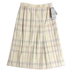 Vtg Wyndham Collection Skirt Womens 10 Plaid Yellow Cottage Core Wool Blend USA